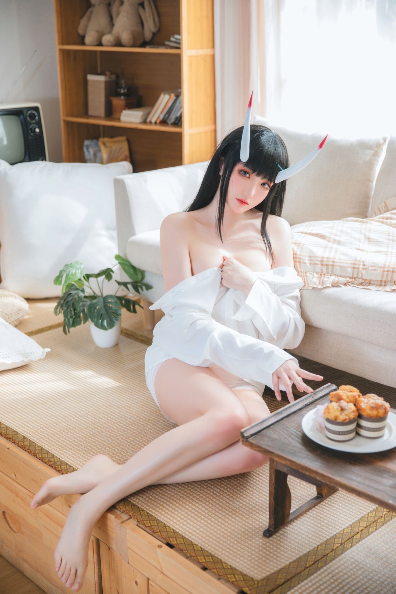 美女动漫博主瓜希酱性感Cosplay写真能代衬衣 (4)