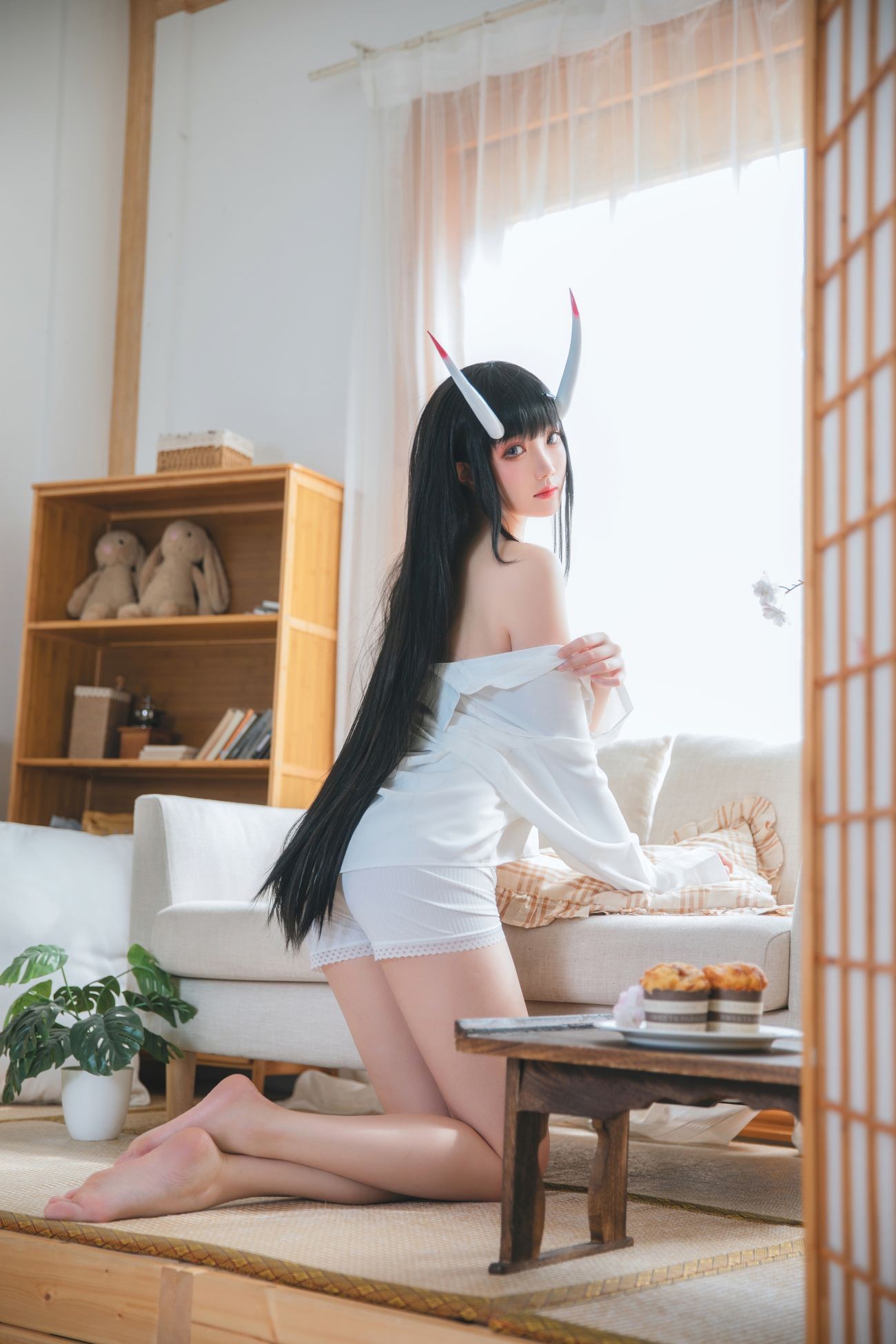 美女动漫博主瓜希酱性感Cosplay写真能代衬衣 (3)