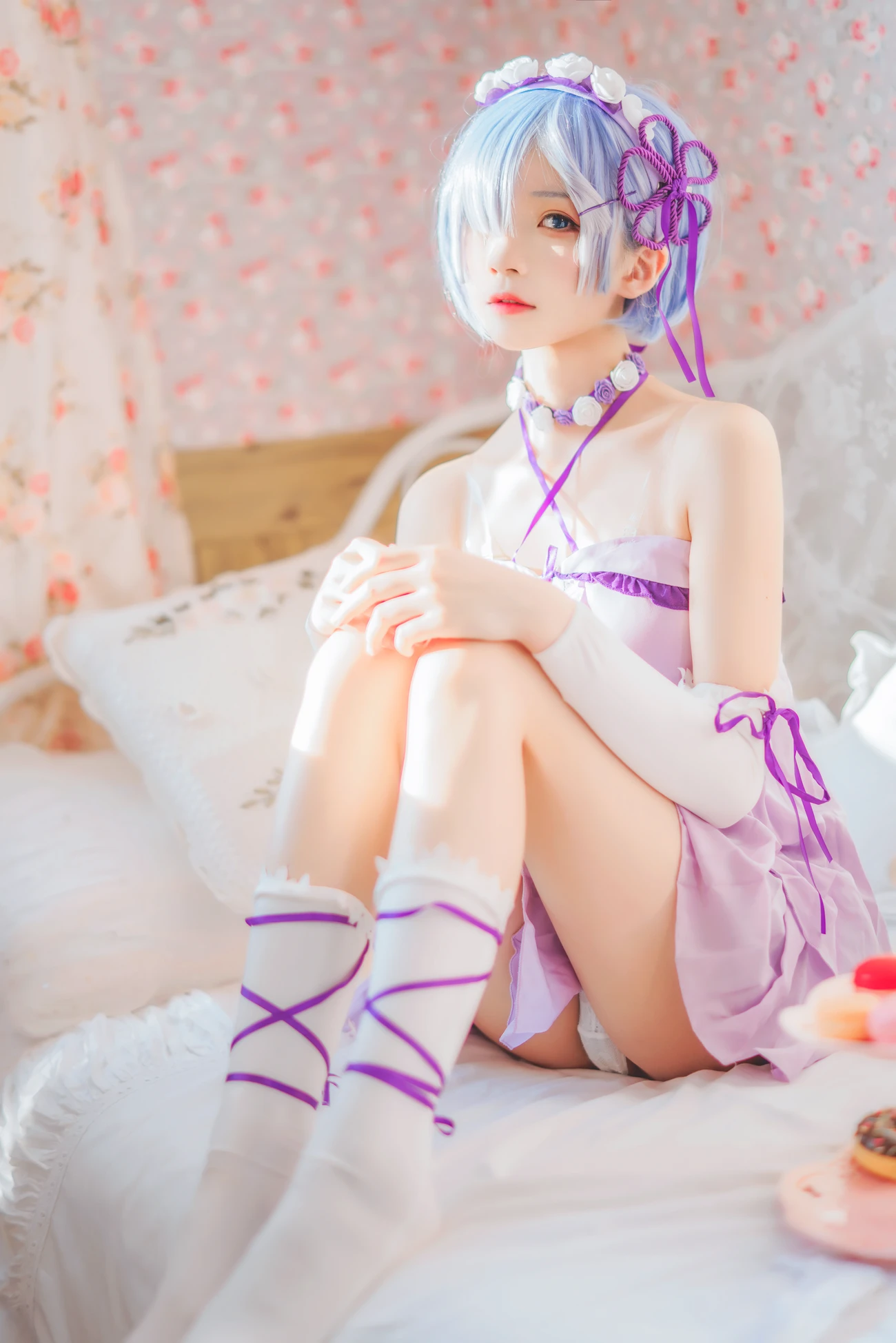 微博美少女桜桃喵Cosplay性感写真蕾姆小睡裙 (10)