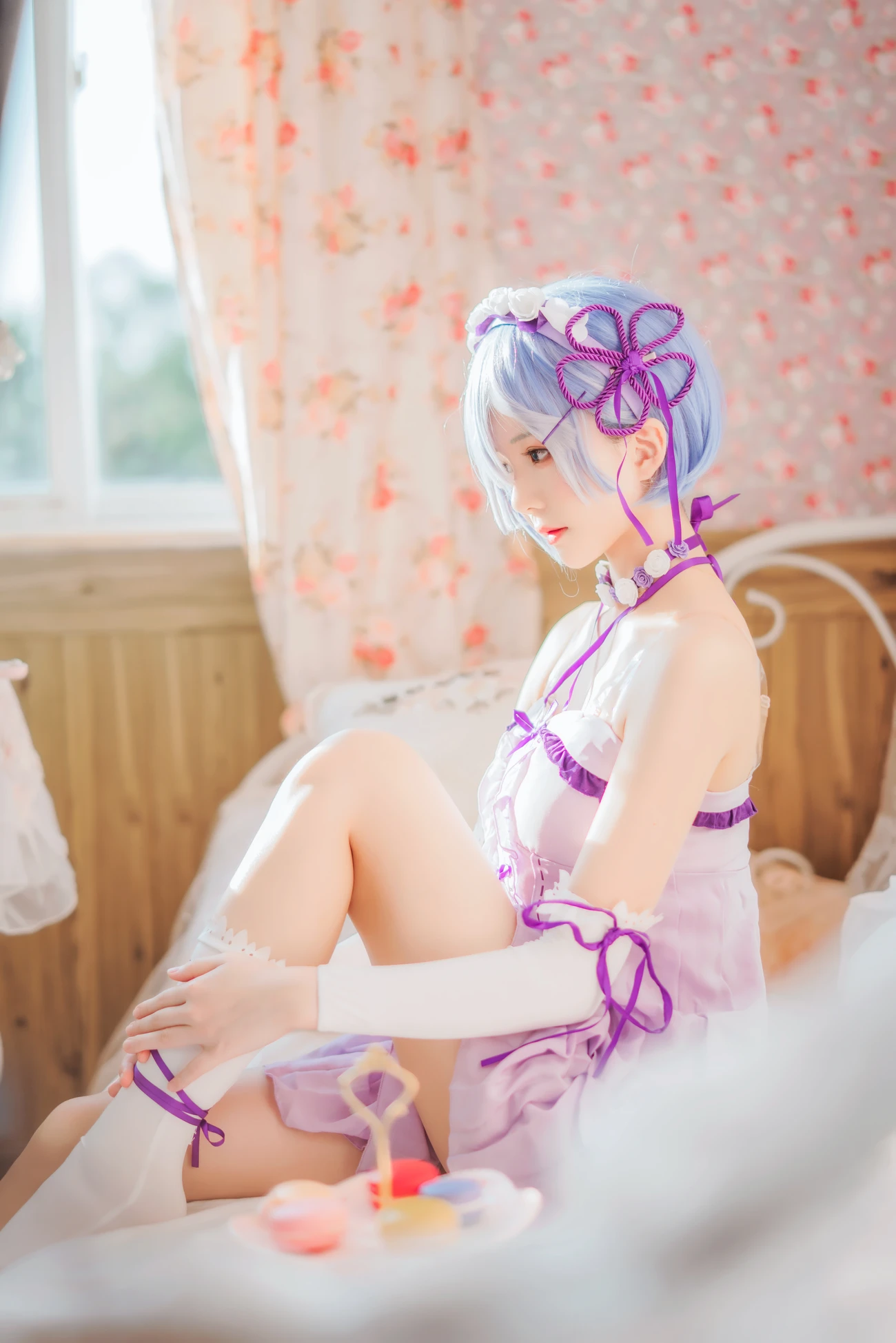 微博美少女桜桃喵Cosplay性感写真蕾姆小睡裙 (12)