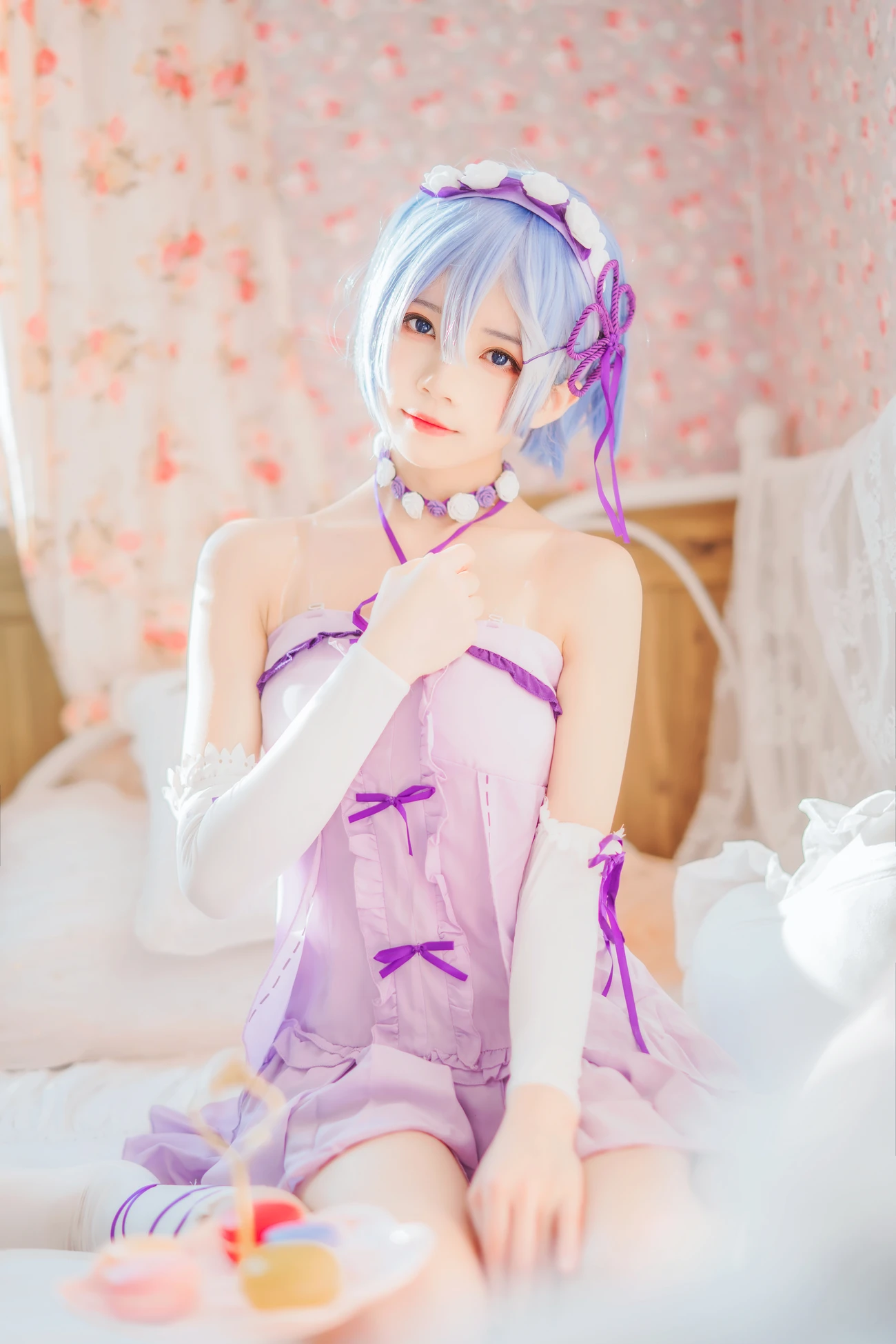 微博美少女桜桃喵Cosplay性感写真蕾姆小睡裙 (3)