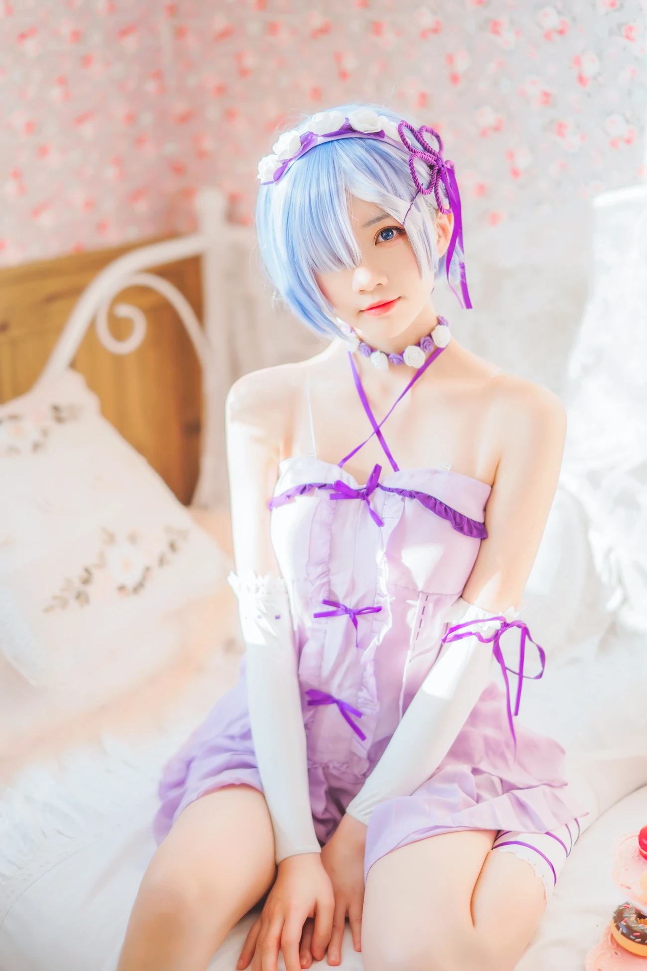 微博美少女桜桃喵Cosplay性感写真蕾姆小睡裙 (5)