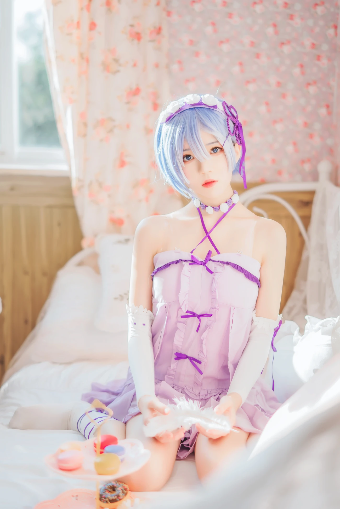 微博美少女桜桃喵Cosplay性感写真蕾姆小睡裙 (2)