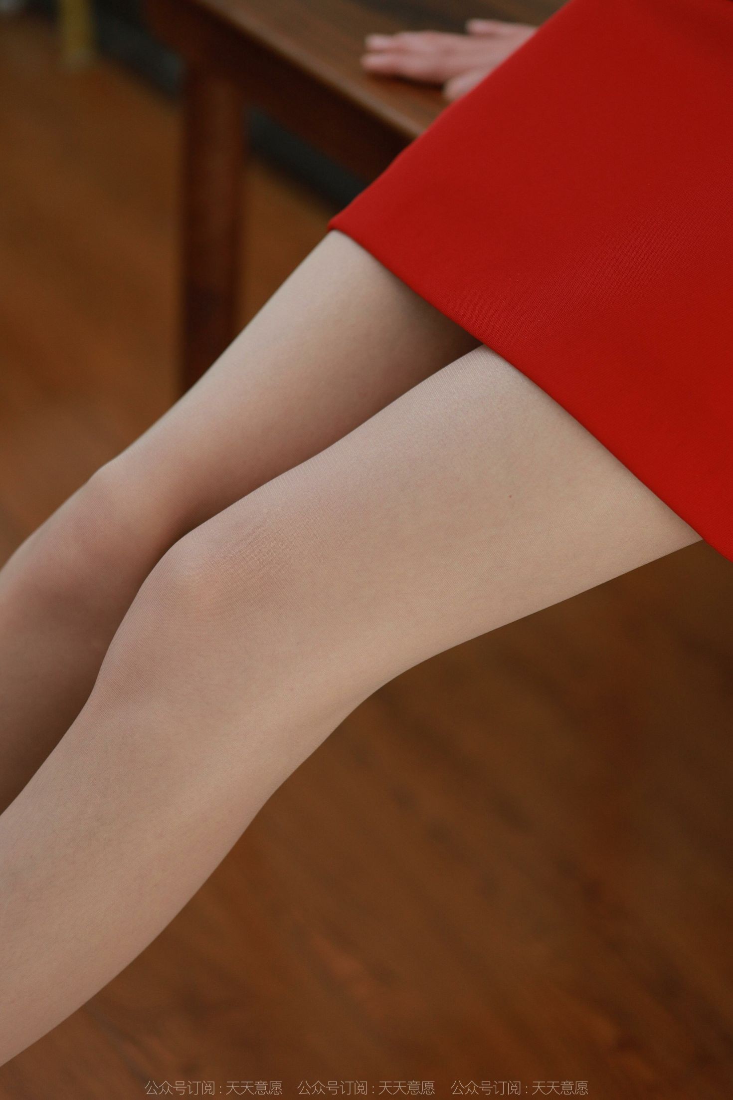IESS异思趣向腿模丝袜美足写真团团红裙丽人大长腿 (3)