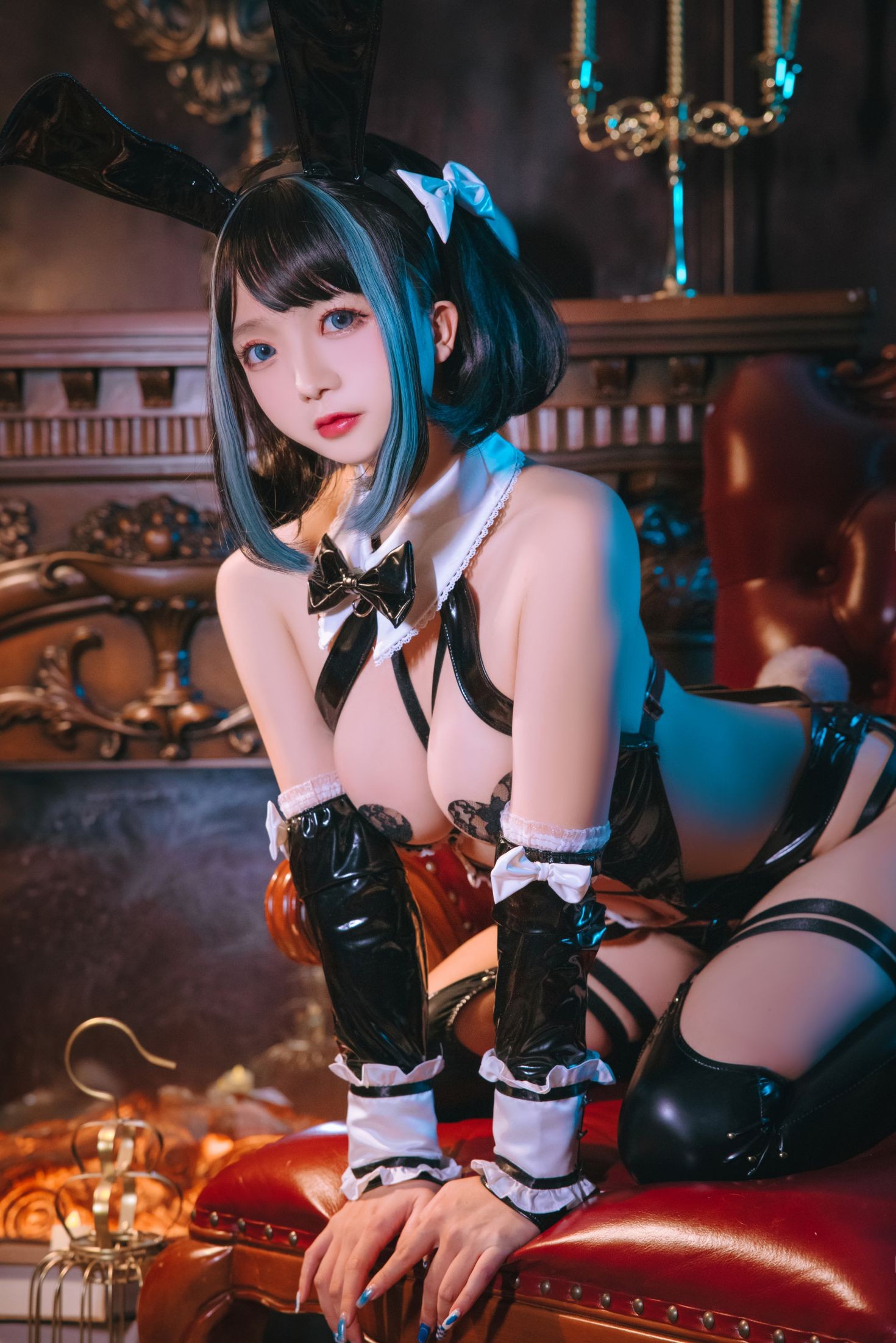 美女动漫博主日奈娇性感Cosplay写真万圣恶魔皮衣 (36)