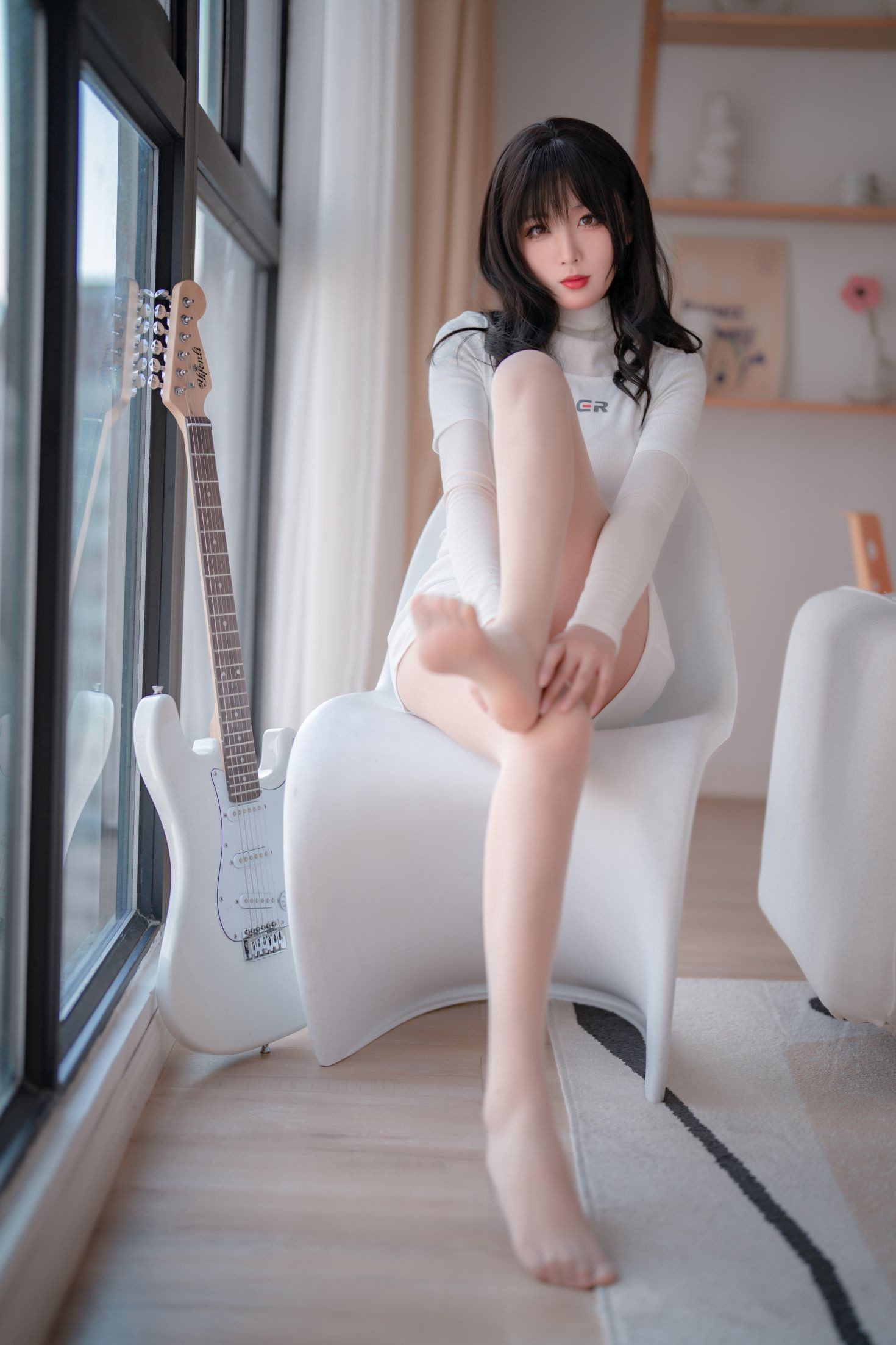 美女动漫博主轩萧学姐性感Cosplay写真吉他妹妹 肉丝套 (4)