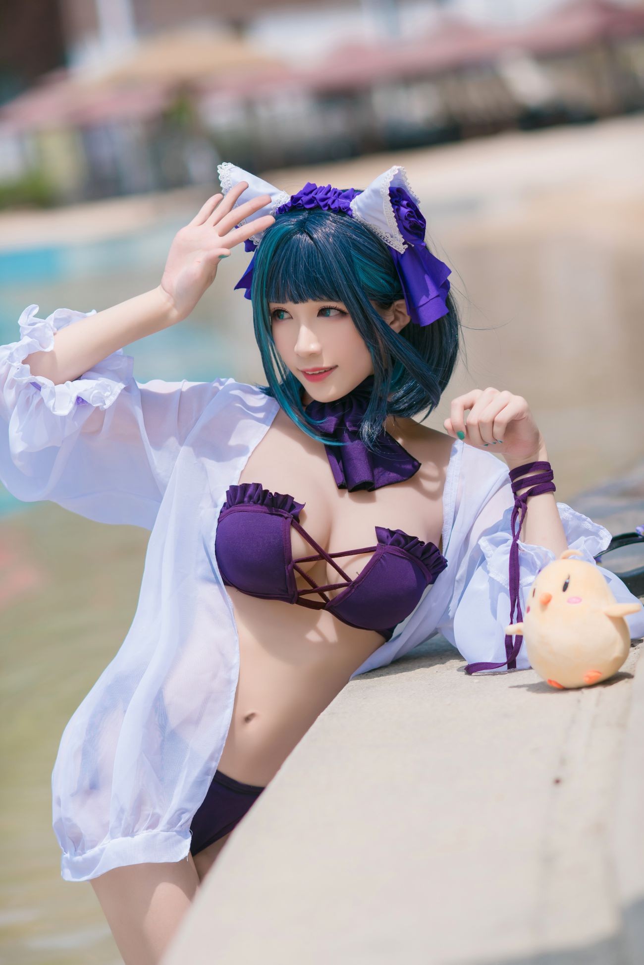 美女动漫博主Tomoyo酱性感Cosplay写真柴郡泳装 (17)