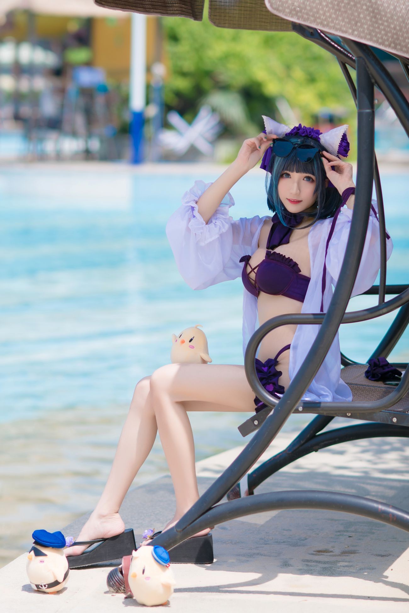 美女动漫博主Tomoyo酱性感Cosplay写真柴郡泳装 (4)