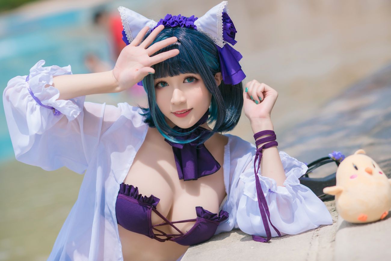 美女动漫博主Tomoyo酱性感Cosplay写真柴郡泳装 (16)