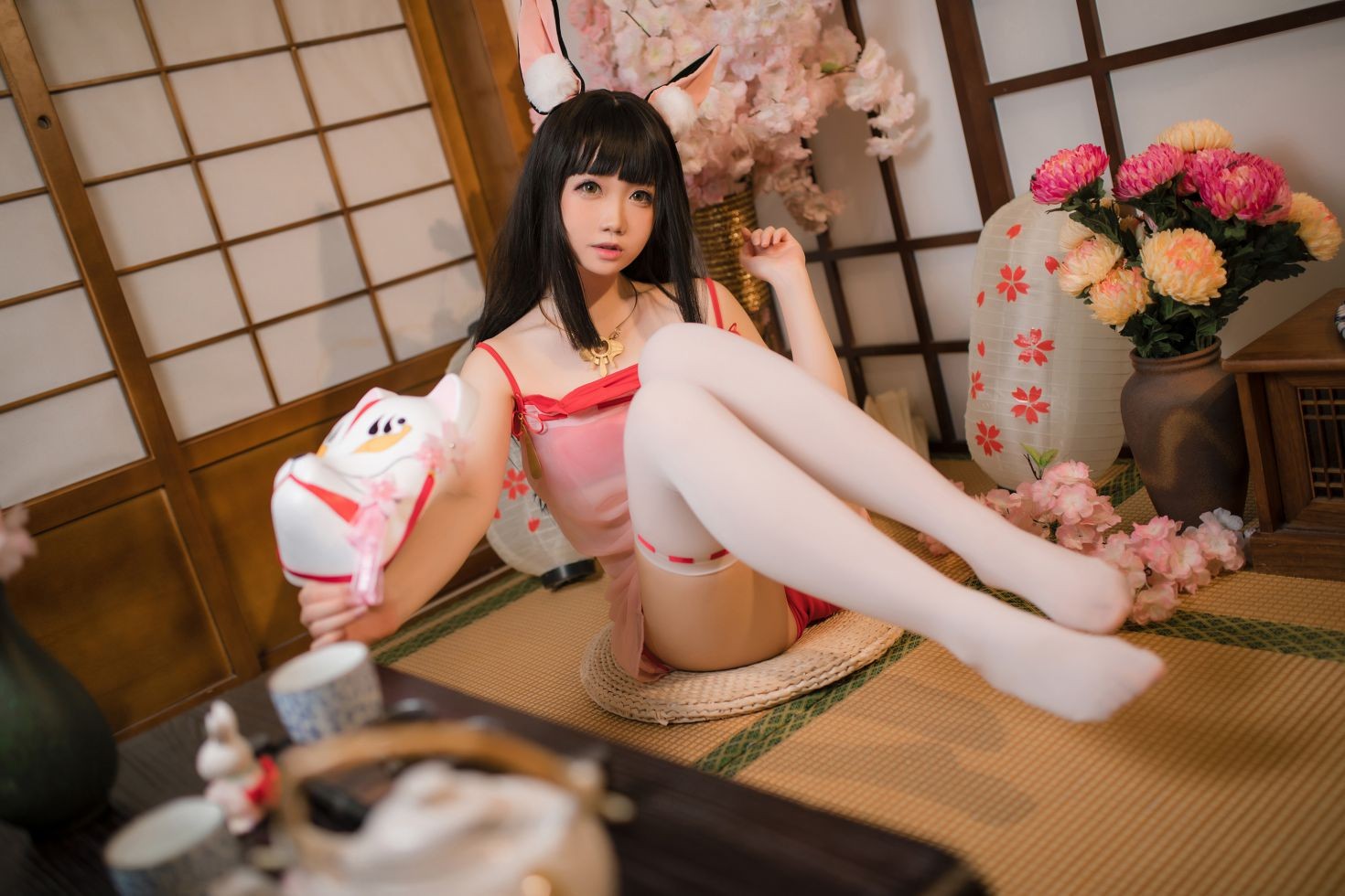 美女动漫博主焖焖碳性感Cosplay写真長門睡衣 (4)