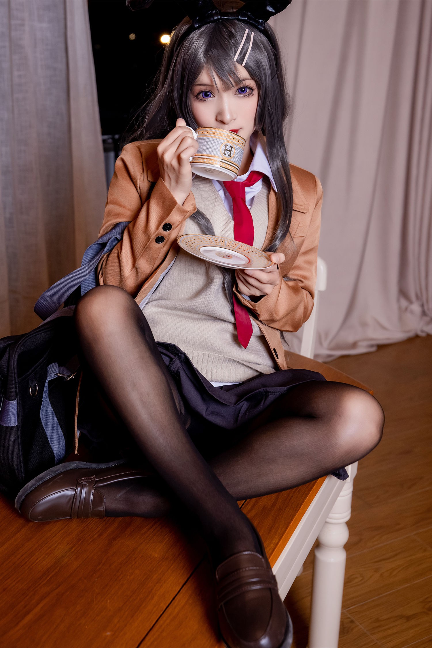 美女动漫博主九九八性感Cosplay写真麻衣学姐 (1)