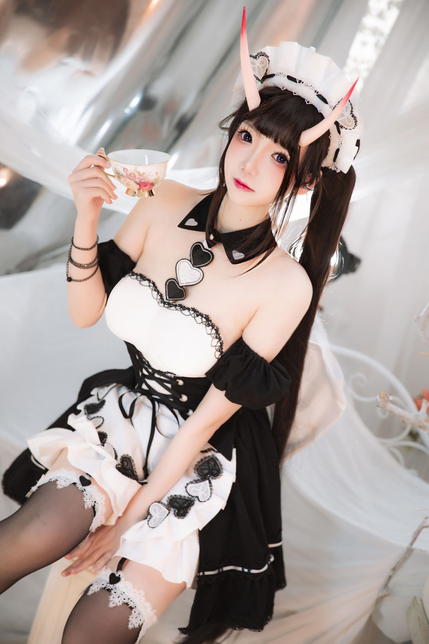 美女动漫博主雪晴Astra性感Cosplay写真能代女仆 (5)