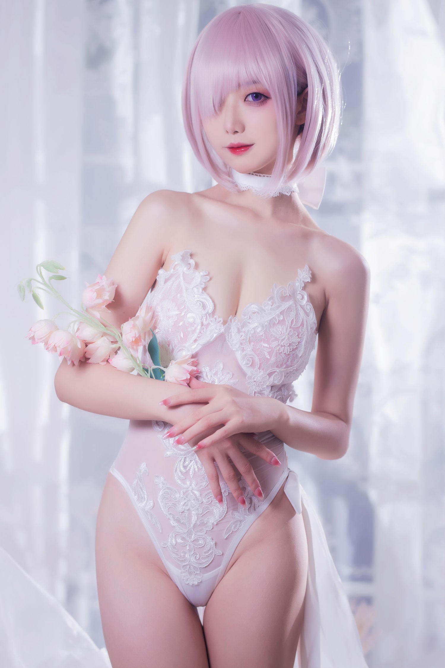 美女动漫博主封疆疆性感Cosplay写真婚纱玛修 (1)