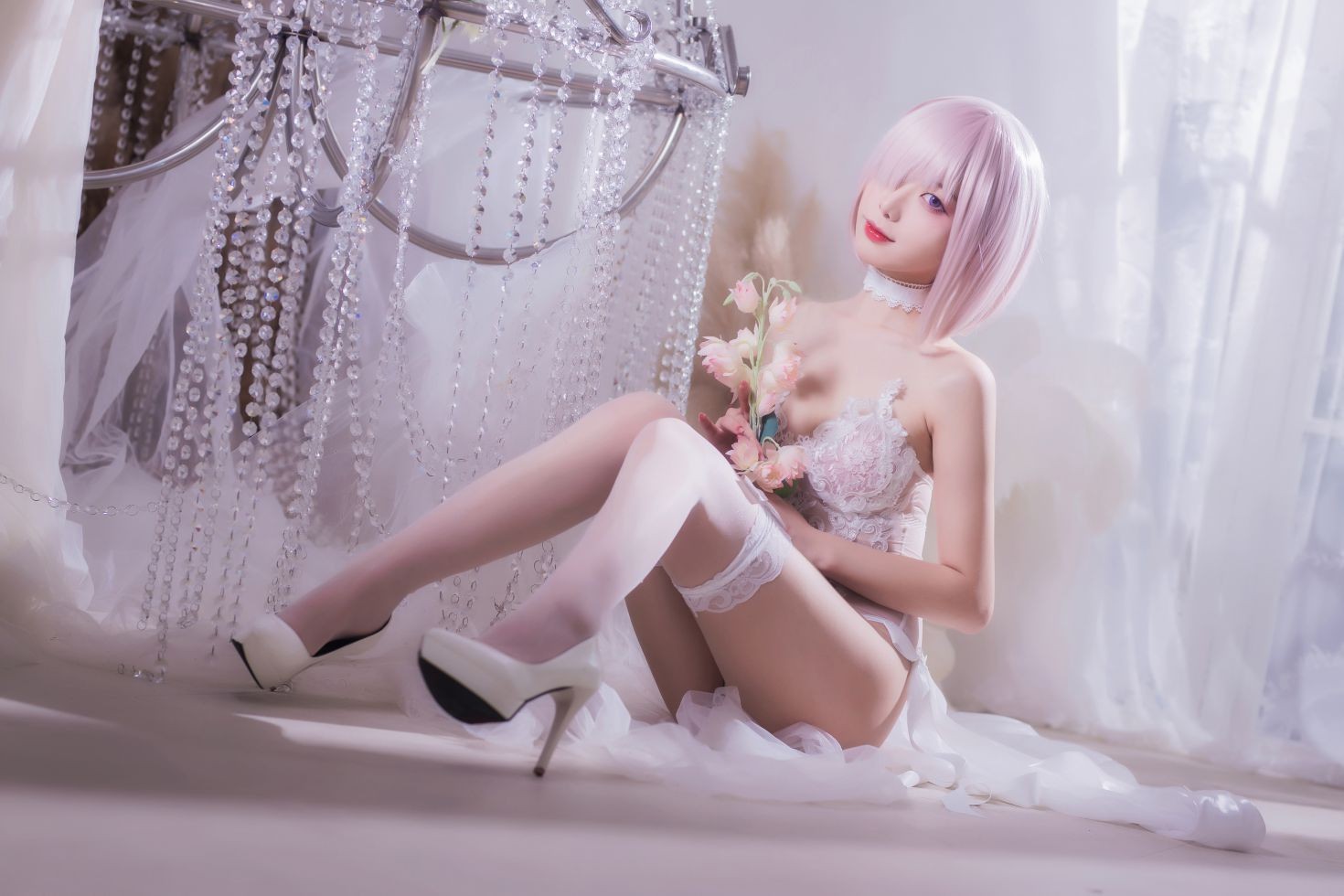 美女动漫博主封疆疆性感Cosplay写真婚纱玛修 (14)