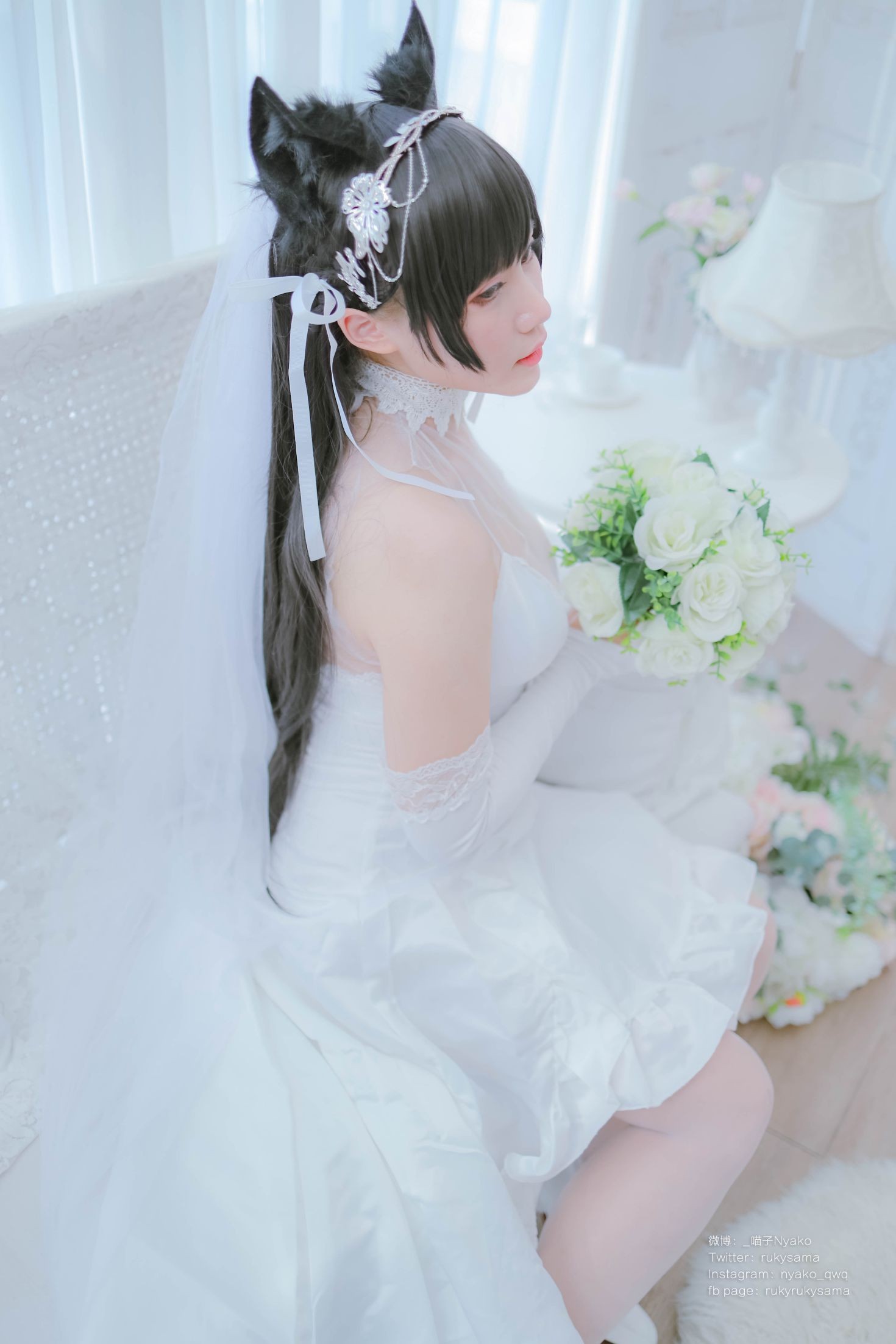 美女动漫博主Nyako喵子性感Cosplay写真爱宕婚纱 (9)