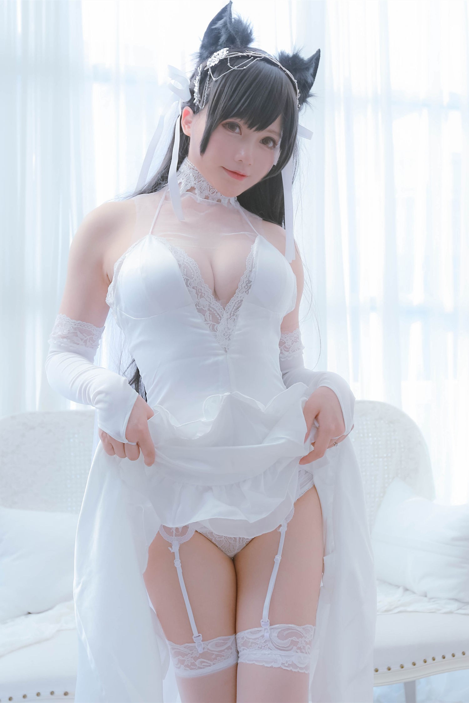 美女动漫博主Nyako喵子性感Cosplay写真爱宕婚纱 (1)