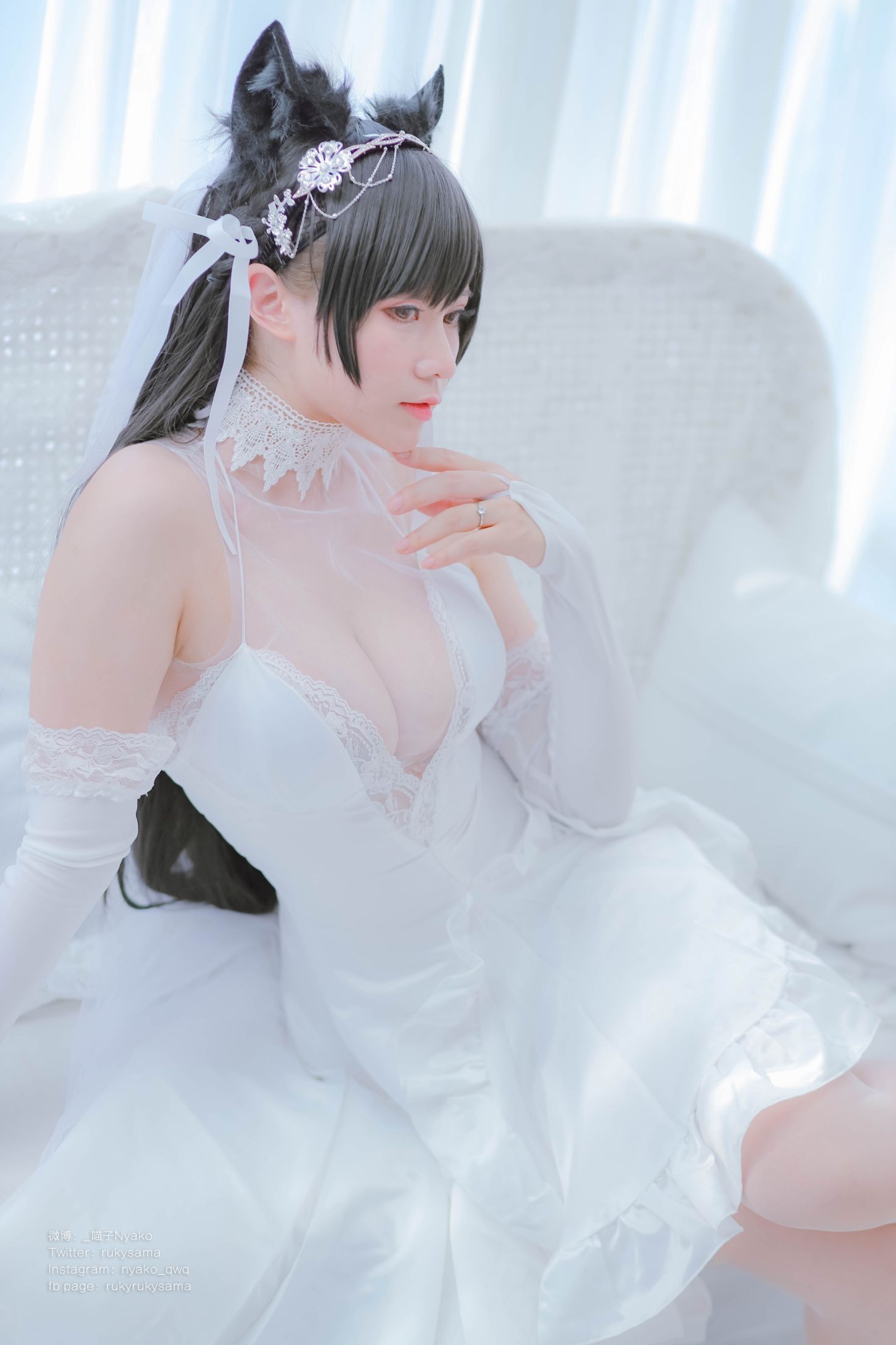 美女动漫博主Nyako喵子性感Cosplay写真爱宕婚纱 (14)