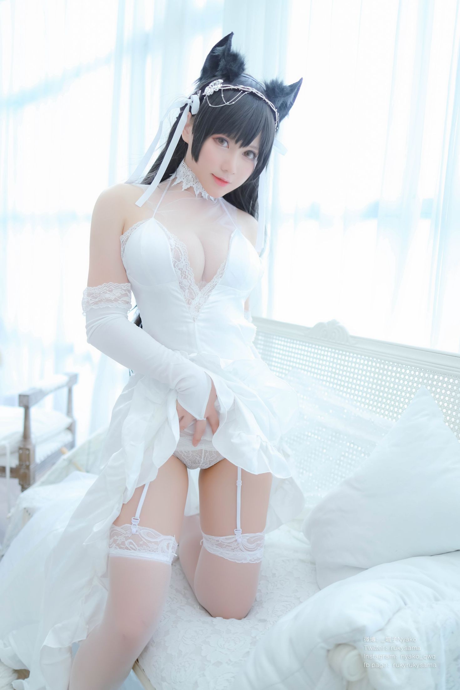 美女动漫博主Nyako喵子性感Cosplay写真爱宕婚纱 (2)