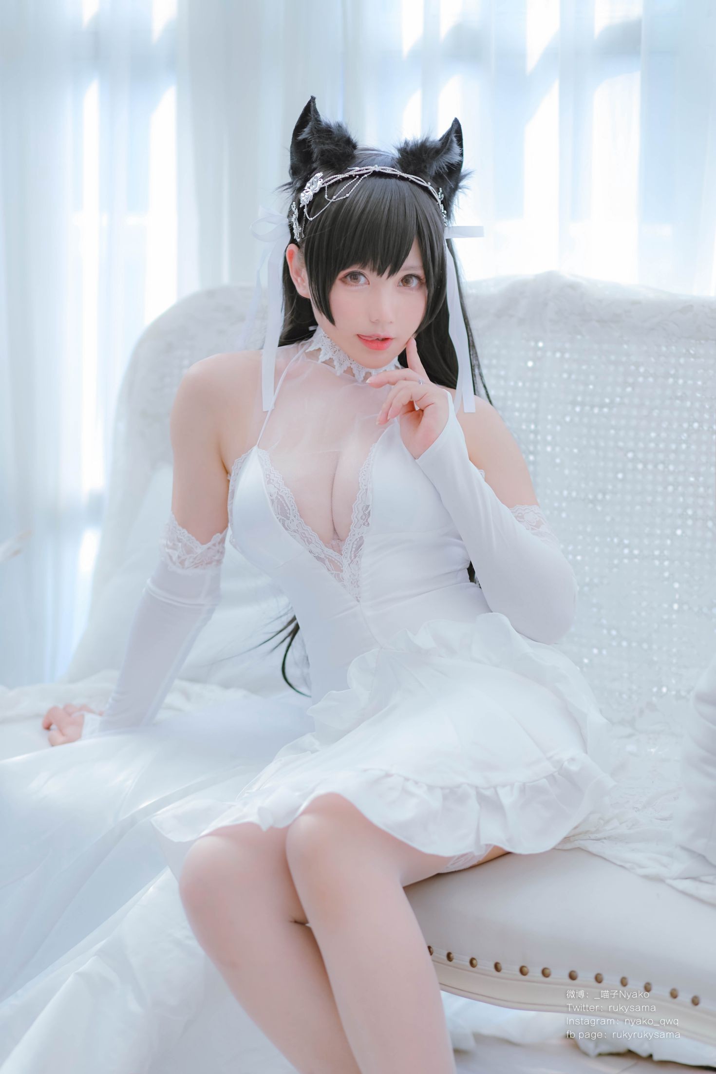 美女动漫博主Nyako喵子性感Cosplay写真爱宕婚纱 (15)