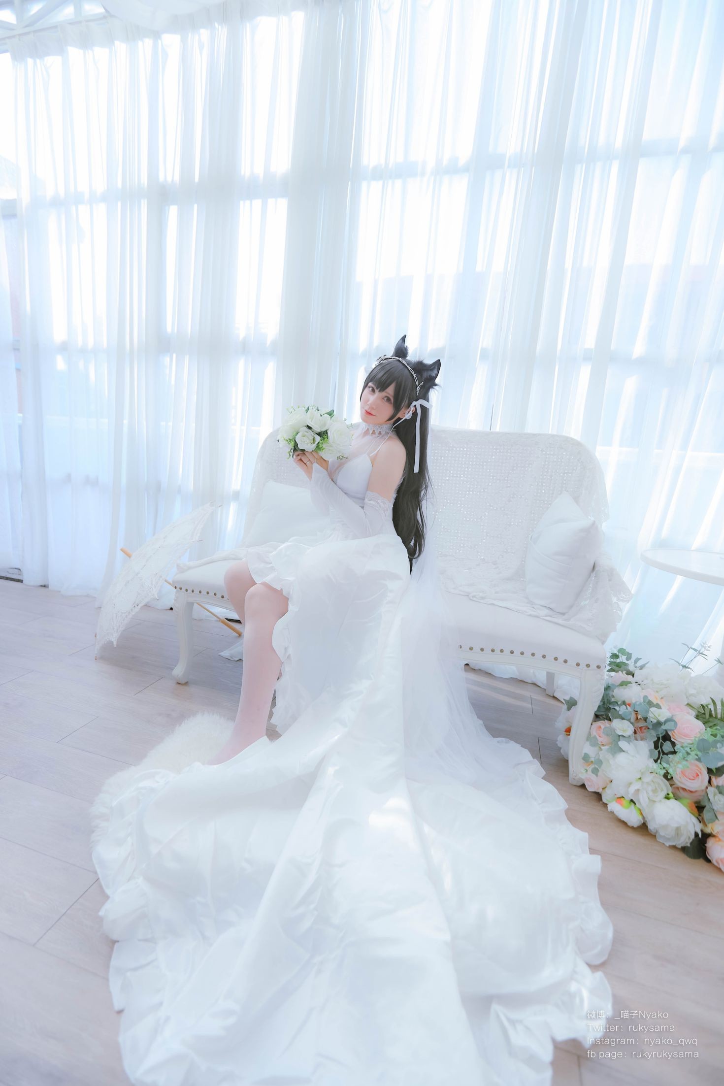 美女动漫博主Nyako喵子性感Cosplay写真爱宕婚纱 (6)