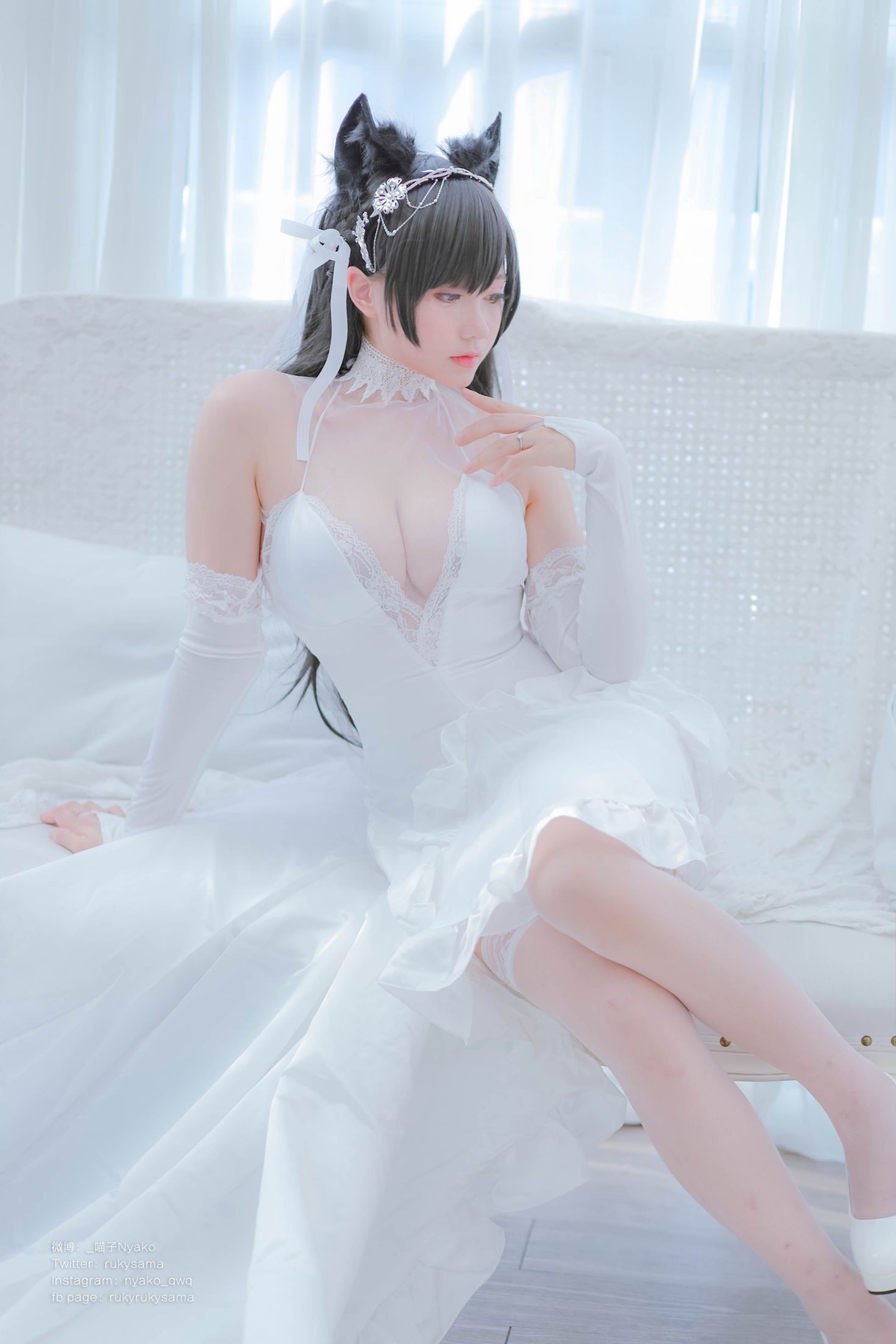 美女动漫博主Nyako喵子性感Cosplay写真爱宕婚纱 (12)