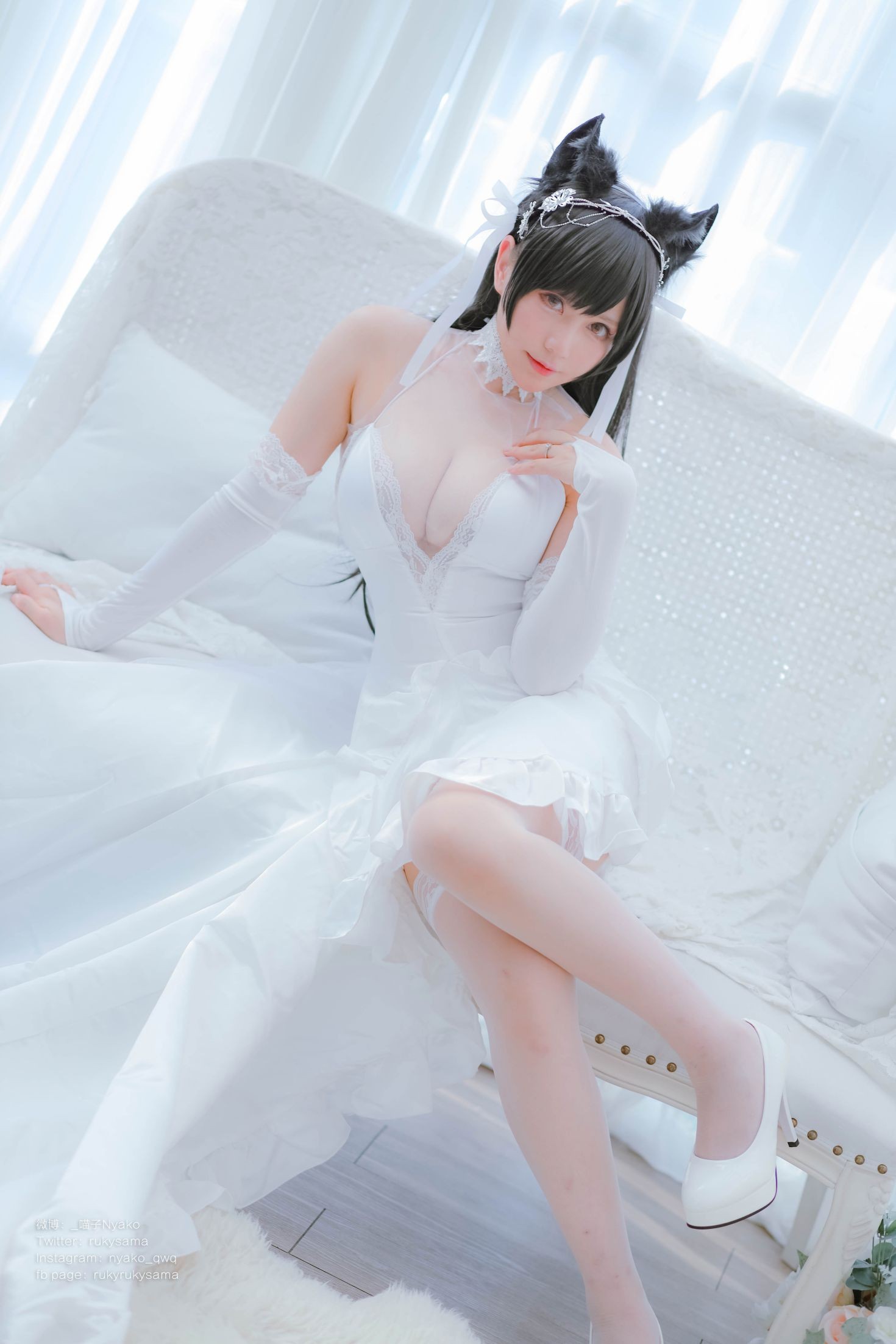 美女动漫博主Nyako喵子性感Cosplay写真爱宕婚纱 (13)