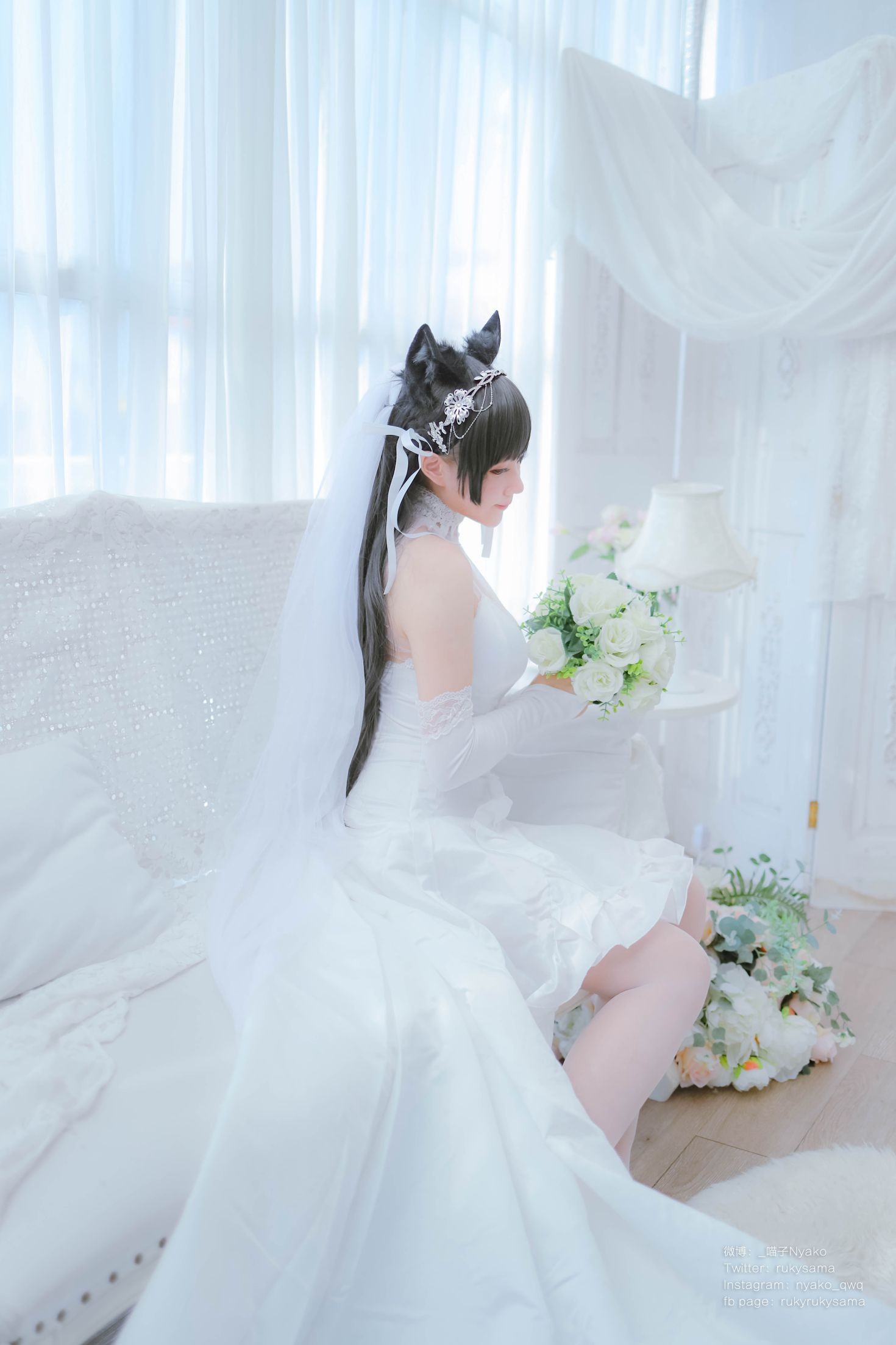 美女动漫博主Nyako喵子性感Cosplay写真爱宕婚纱 (10)