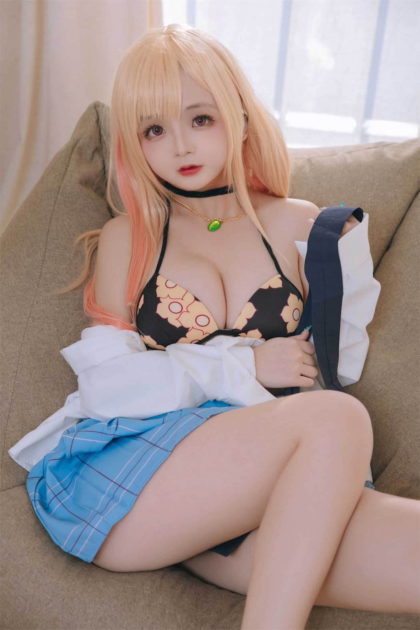 美女动漫博主日奈娇性感Cosplay写真更衣人偶喜多川海梦泳装 (44)