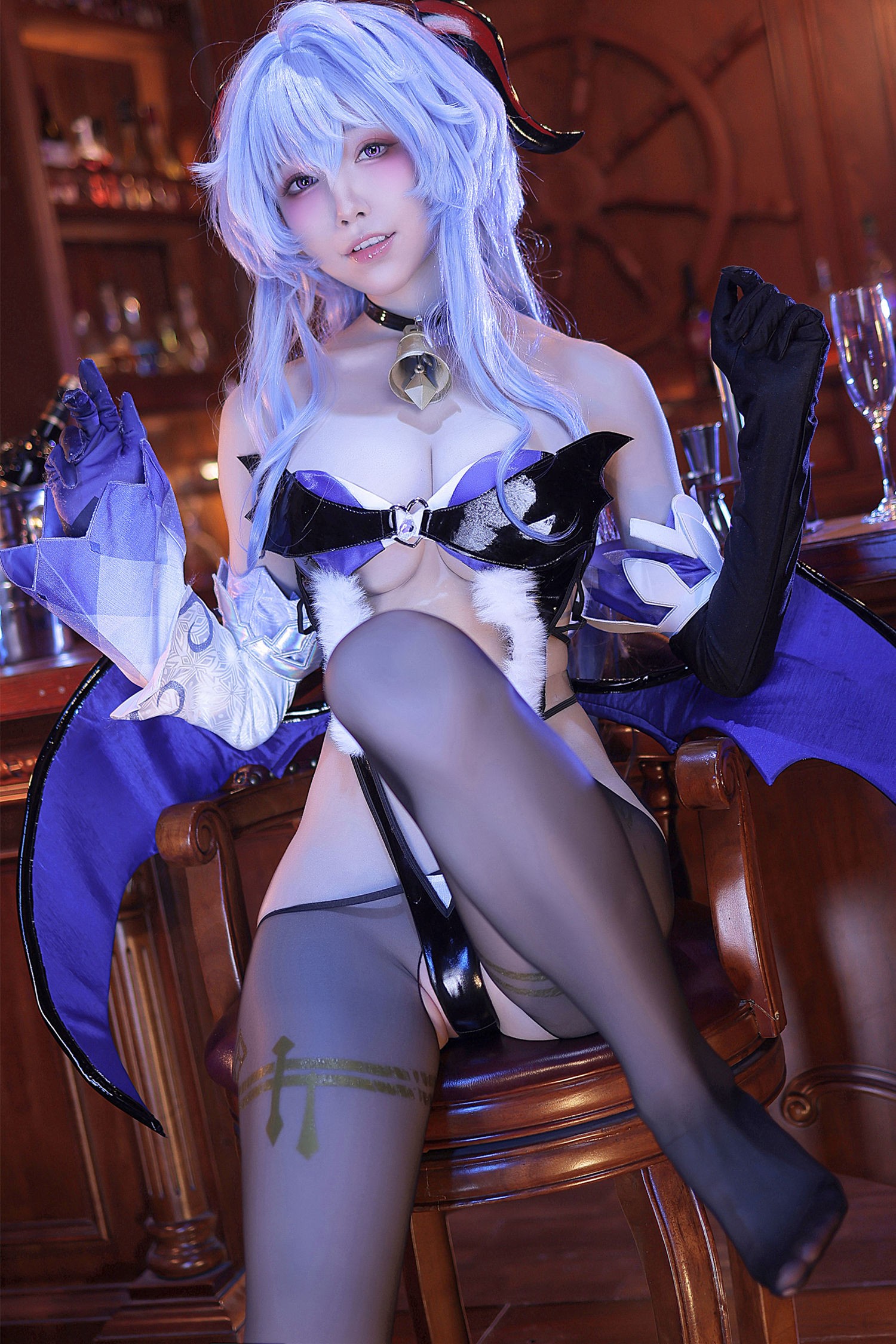 美女动漫博主水淼aqua性感Cosplay写真甘雨同人魅魔 (1)