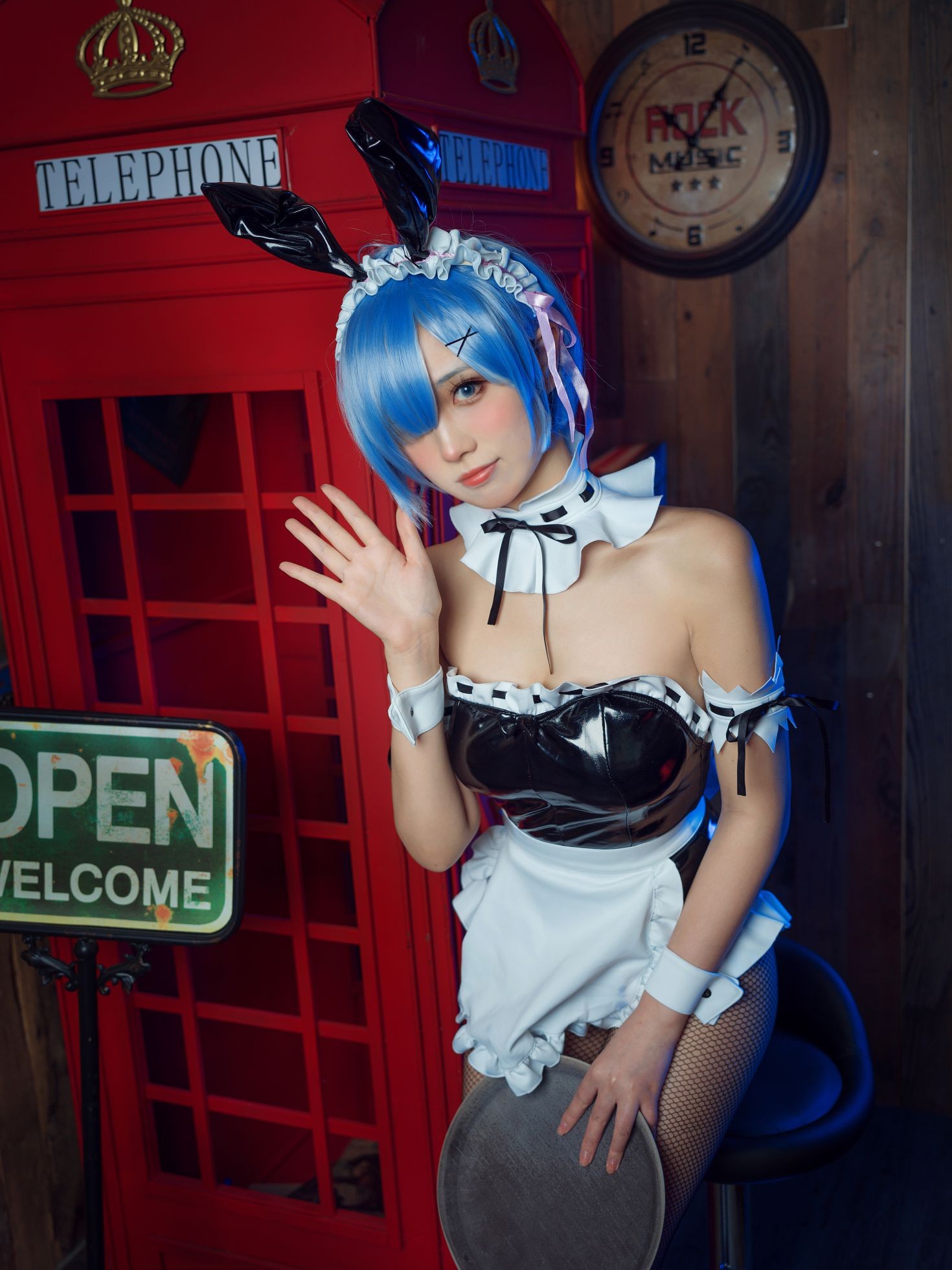 美女动漫博主念雪性感Cosplay写真蕾姆兔女郎 (8)